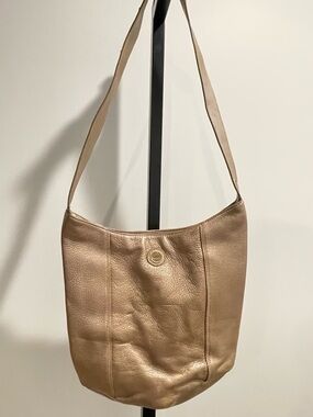 The Sak Gold Leather Shoulder Hobo Bag